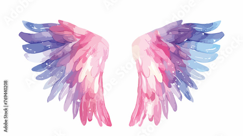 Watercolor Angel Wings Flat vector isolated on white