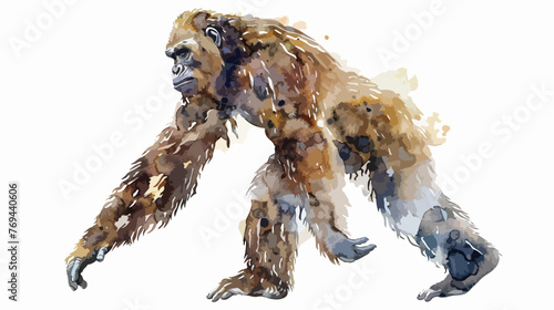 Watercolor Bigfoot Flat vector isolated on white background © Mishab