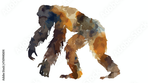 Watercolor Bigfoot Flat vector isolated on white background