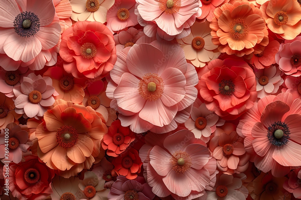 Gorgeous crimson flowers isolated pastel background 
