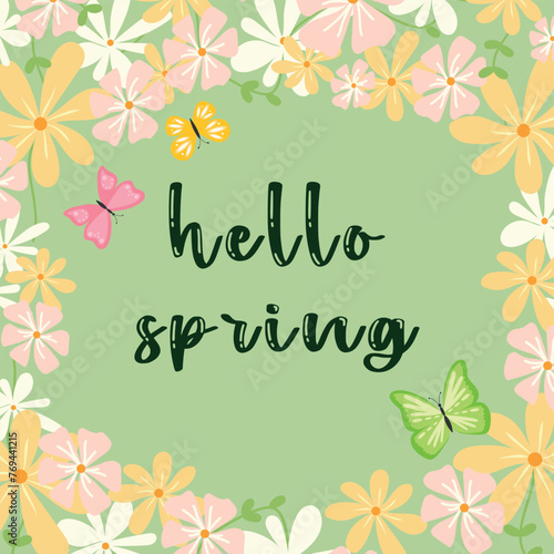 Spring background with cute delicate flowers. Hi spring.