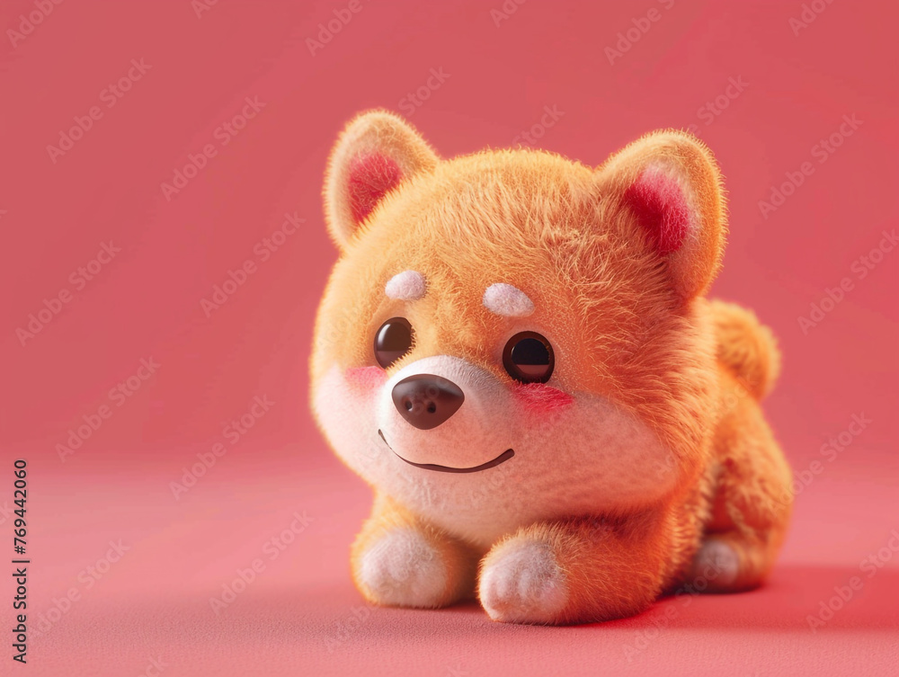 Cute kawaii squishy dog plush toy with realistic texture and visible stitch line. Cute kawaii squishy dog plush toy with realistic texture and visible stitch line.