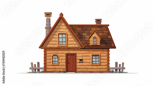 Wood House Vector Concept Flat vector isolated on white © Mishab