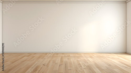 Mock up of empty room with an empty wall and wooden floor