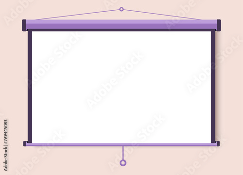 A projected screen for your presentations. Flat design. Vector illustration.
