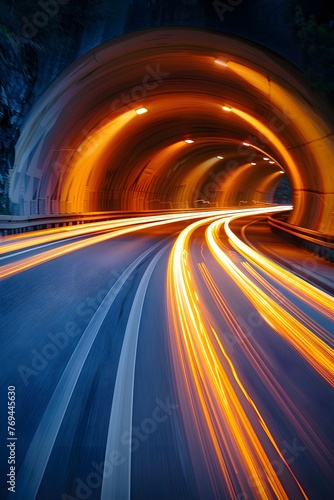 Motion blur lights in a tunnel