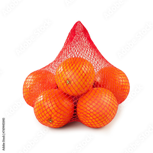Wallpaper Mural Fresh Oranges packed in plastic net kg.1,5 isolated on white background Torontodigital.ca