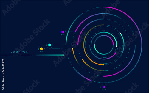 Illustration of abstract stream. Artificial intelligence. Big data, technology, AI, data transfer, data flow, large language model, generative AI
