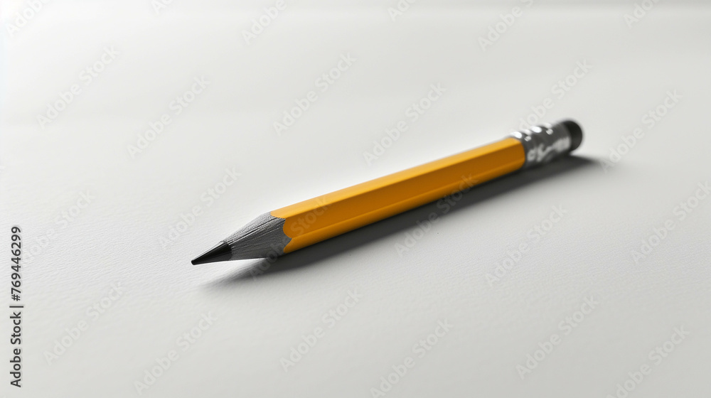 A pencil set on a white sheet of paper. A pencil set on a white sheet of paper.