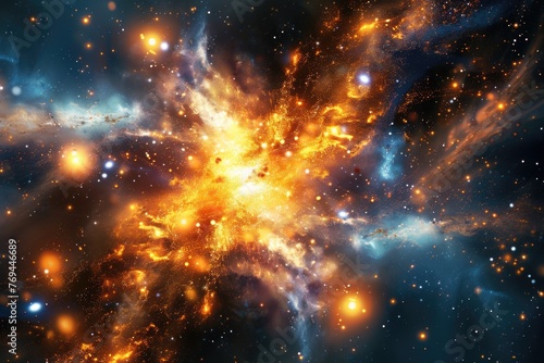 An explosion of cosmic particles, representing the birth of stars and the creative spark within