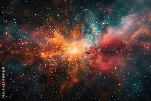 An explosion of cosmic particles, representing the birth of stars and the creative spark within