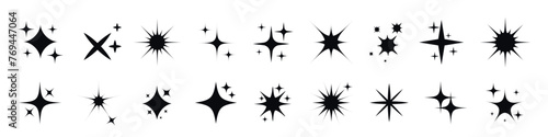 Stars line art icon. Sparkle star icons. Shine icons