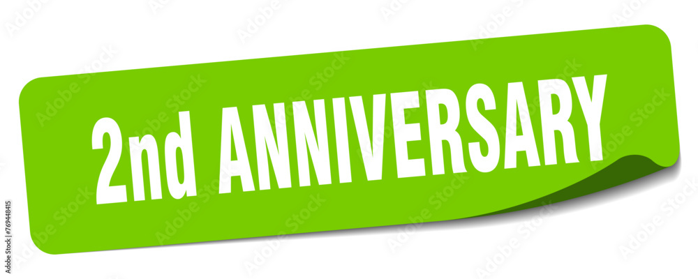 2nd anniversary sticker. 2nd anniversary label 2nd anniversary sticker. 2nd anniversary label