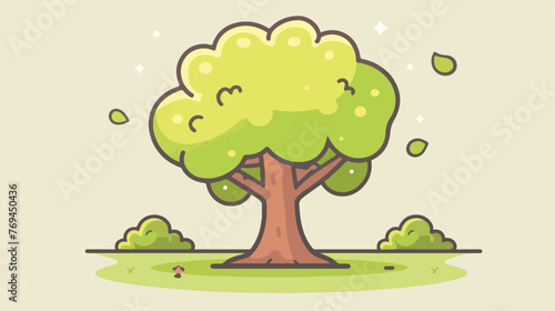 Tree nature symbol cute kawaii cartoon flat cartoon