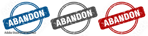 abandon stamp. abandon sign. abandon label set