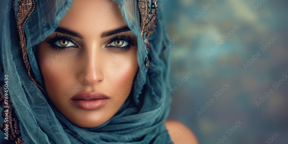 Fashion portrait of a lovely arabian woman with beautiful facial features, Vogue magazine style photo Fashion portrait of a lovely arabian woman with beautiful facial features, Vogue magazine style photo