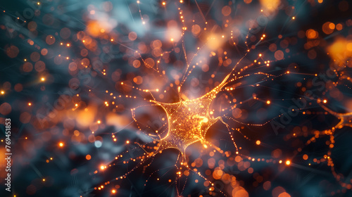 Close up of neuron connections with technology  © Ummeya
