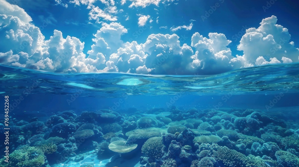 Fototapeta premium An underwater photography coral reef ecosystem diverse marine life lively colors illustrating the beauty and diversity of ocean life Diverse coral reef ecosystems vibrant marine life