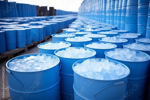 Sodium laureth sulfate in blue barrels photo