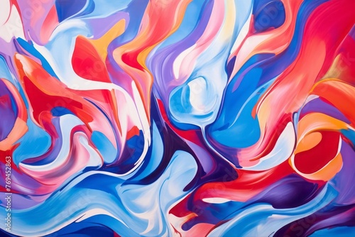 An abstract interpretation of stomach pain conveyed through dynamic shapes and vibrant colors. Jagged lines intersect and overlap  forming chaotic patterns that suggest internal distress.