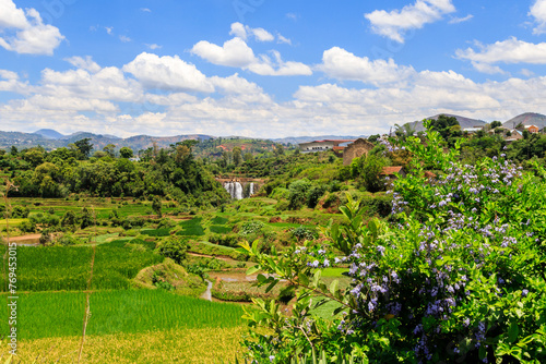 Countryside along the road near Antsirabe in Madagascar  photo