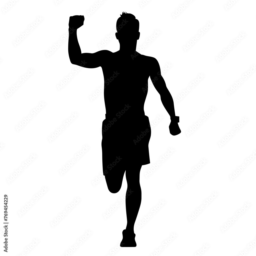 Man runner black icon on white background. Male runner silhouette Man runner black icon on white background. Male runner silhouette