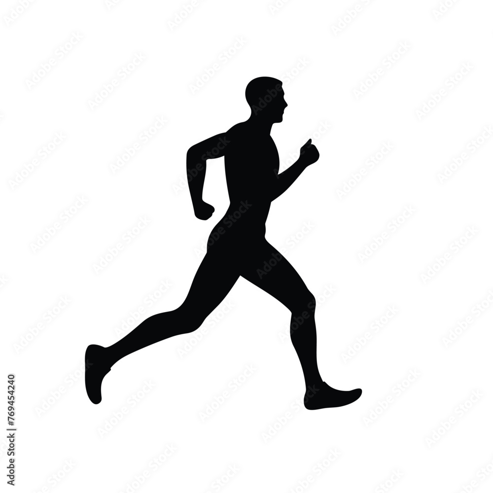 Man runner black icon on white background. Male runner silhouette Man runner black icon on white background. Male runner silhouette