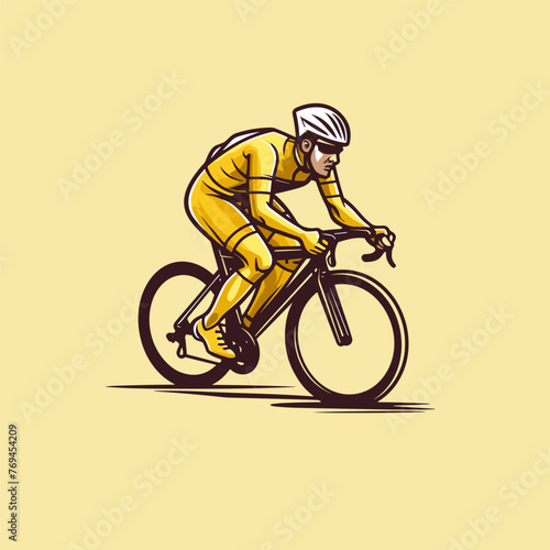 Road cyclist hand-drawn illustration. Cyclist. Vector doodle style cartoon illustration