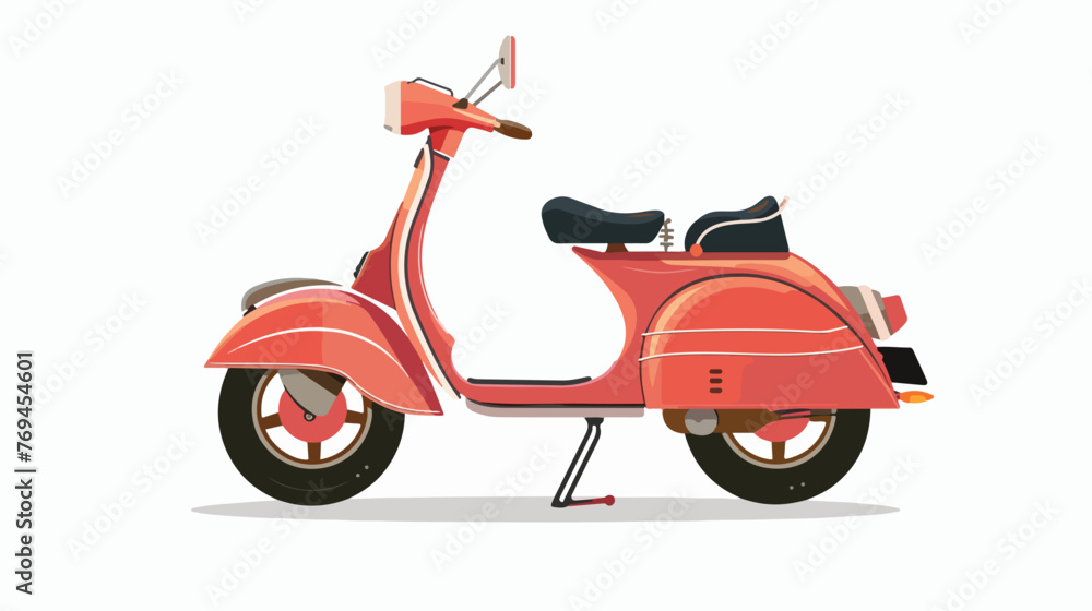 Retro scooter flat vector isolated on white background
