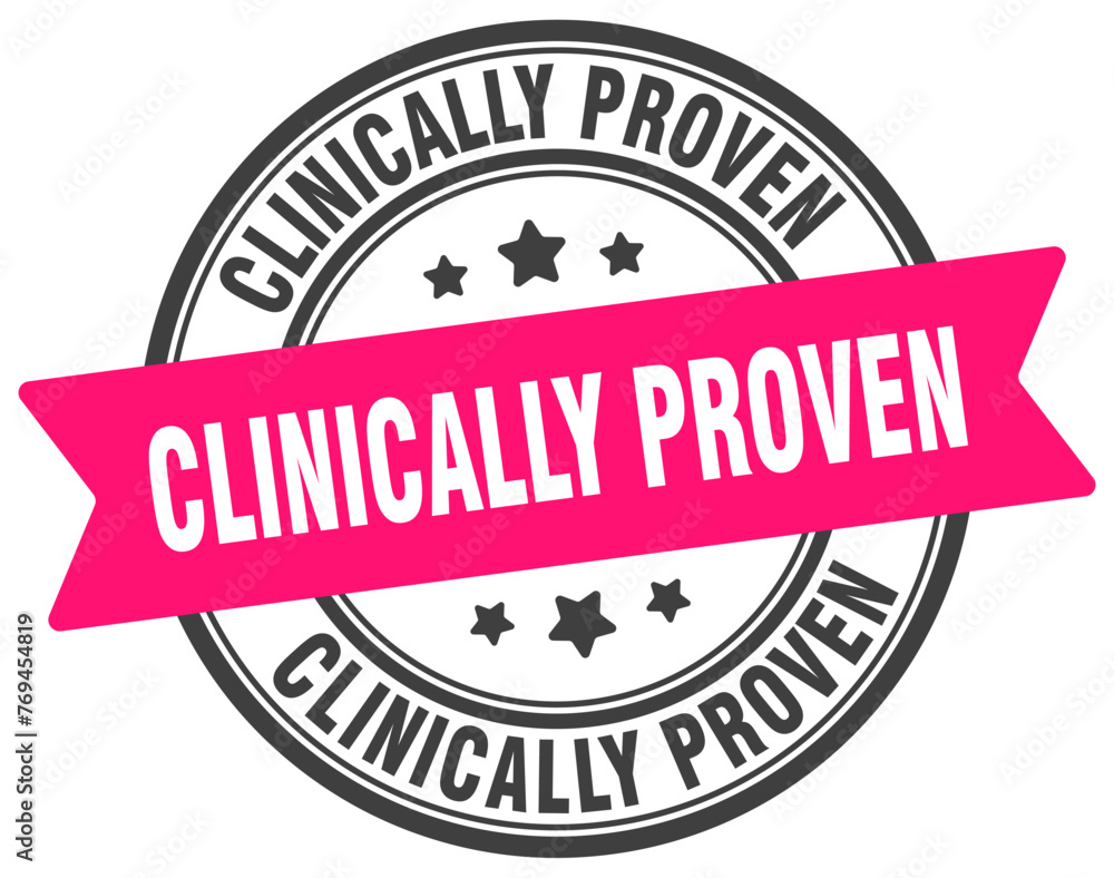clinically proven stamp. clinically proven label on transparent background. round sign