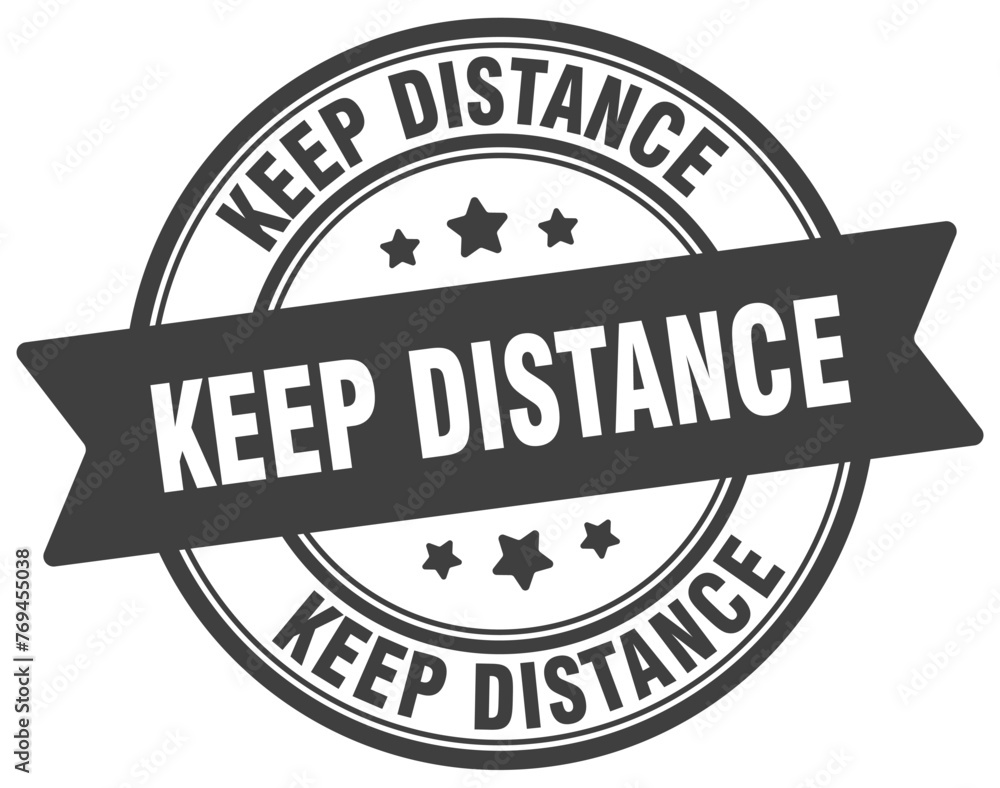 keep distance stamp. keep distance label on transparent background. round sign