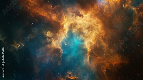 Fiery Cosmic Nebula  A Mesmerizing Spectacle Amidst the Vast Interstellar Cloudscape  Igniting the Imagination and Inspiring Wonder Across the Universe