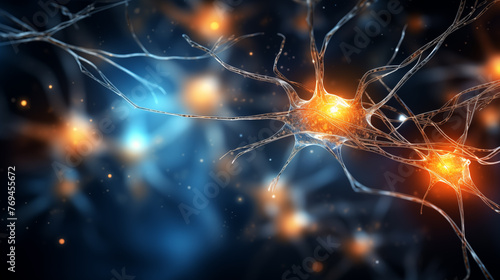 Neurons and nervous system. Medicine biology background.