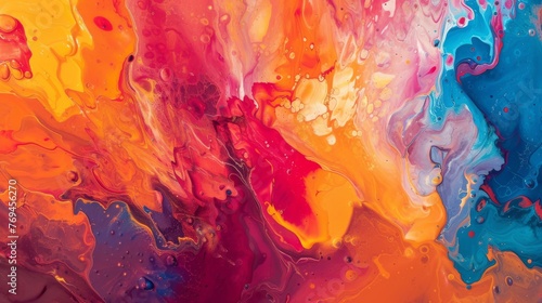 Abstract Color Explosion - Vibrant Artistic Chaos: A Symphony of Colors Exploding in Creative Ecstasy, Unleashing a Kaleidoscope of Emotions on Canvas