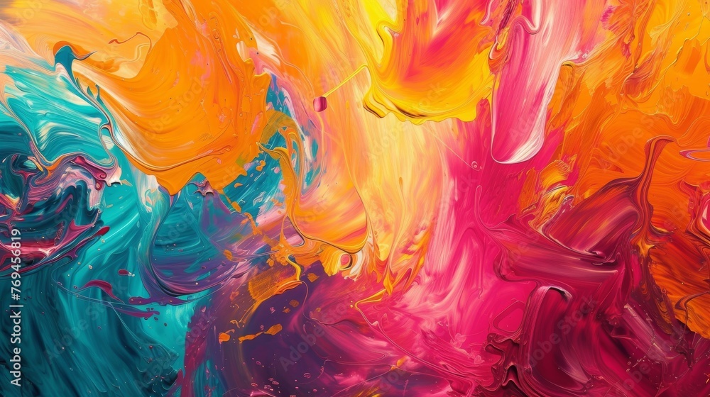 Abstract Color Explosion - Vibrant Artistic Chaos: A Symphony of Colors Exploding in Creative Ecstasy, Unleashing a Kaleidoscope of Emotions on Canvas