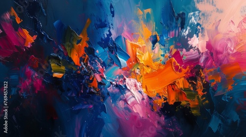 Abstract Color Explosion - Vibrant Artistic Chaos  An Explosion of Pigments  Each Brushstroke a Burst of Emotion  Crafting a Vibrant Tapestry of Expression