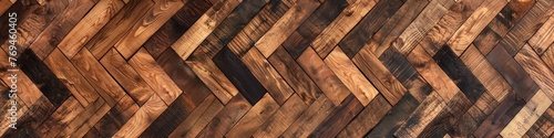 Warm-toned wood floor showing an intricate blend of herringbone and chevron patterns, background, wallpaper, banner photo