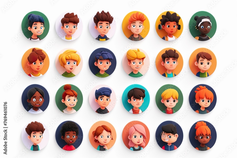 3d render, people avatar collection. 3d render, people avatar collection.