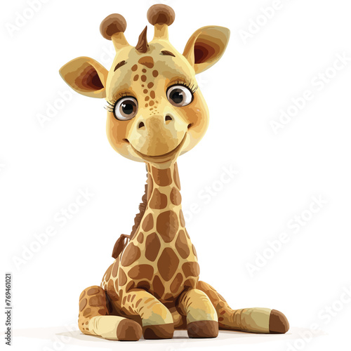 3d cute giraffe cartoon white background clipart