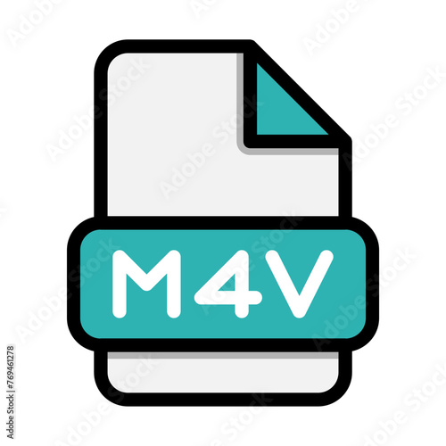 M4v file icons. Flat file extension. icon video format symbols. Vector illustration. can be used for website interfaces, mobile applications and software