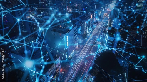 Smart city and intelligent communication network of things ,wireless connection technologies concept