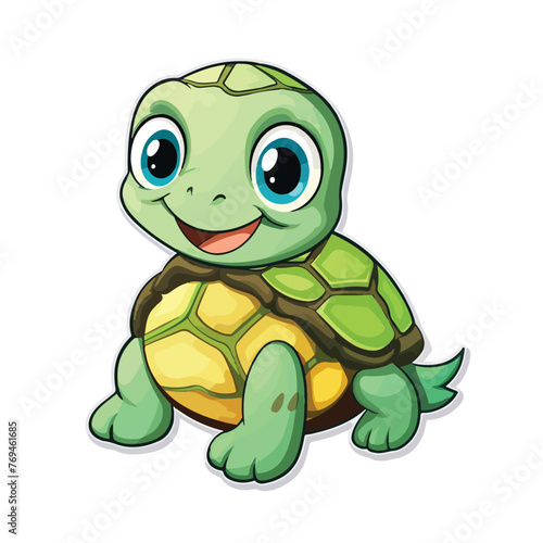 A turtle animal cartoon sticker clipart isolated on w