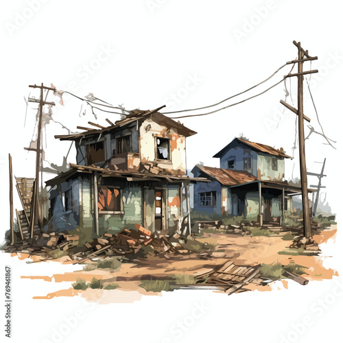 Abandoned Town Clipart clipart isolated on white background
