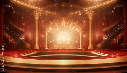 Red golden ceremony award stage venue background.