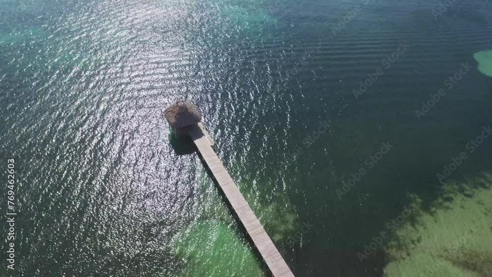 Flying over Belize ocean and sparkling sea Flying over Belize ocean and sparkling sea