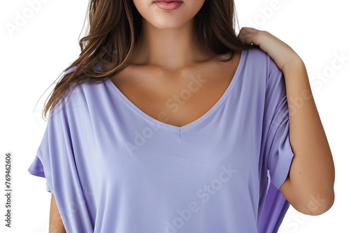 Woman in Dolman Sleeve Top on Transparent Background
