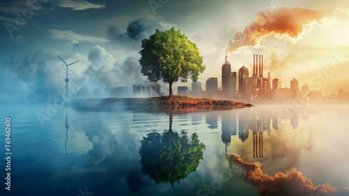 The connection between industrial plants and the environment.World Environment Day.
