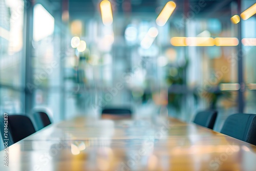 Beautiful blurred background image of a meeting room in a modern office with panoramic windows