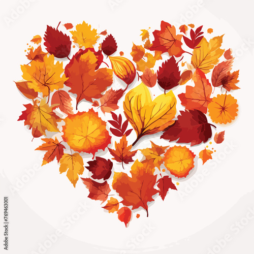 Autumn Leaves Heart Clipart clipart isolated on white