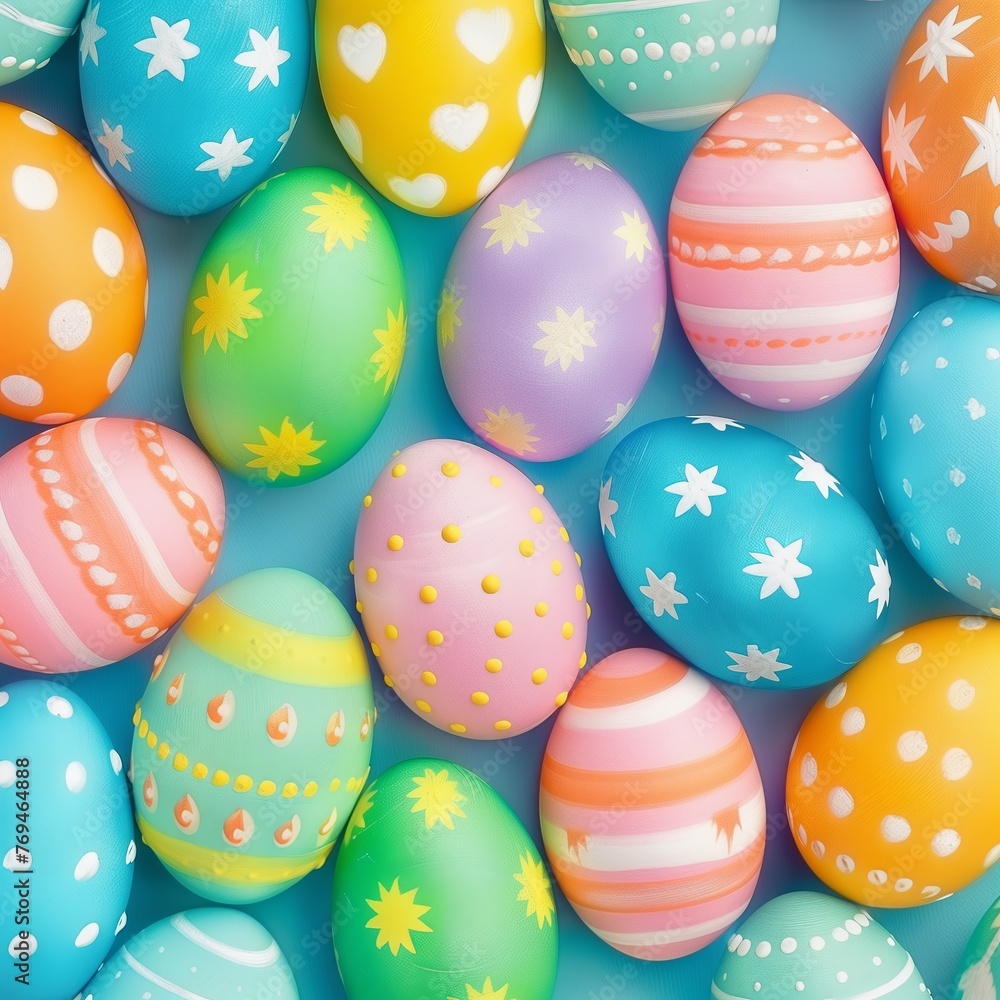 Vibrant Easter Egg Array: Festive Background with Painted Springtime Designs